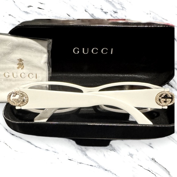 Authentic NEW Gucci GG2954 White Logo Optical Glasses with Rhinestone GG Detail - Picture 4 of 9